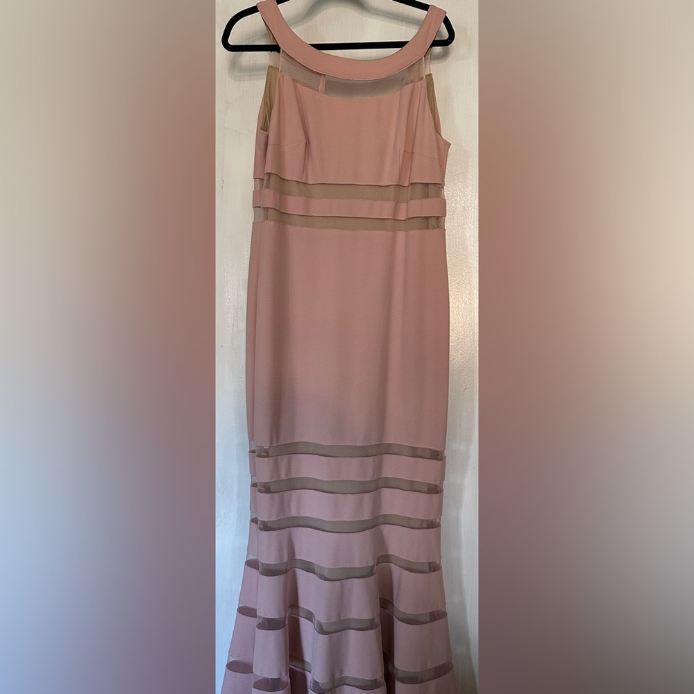 JS Collections Women's Ruffle Mesh Sleeveless Gown